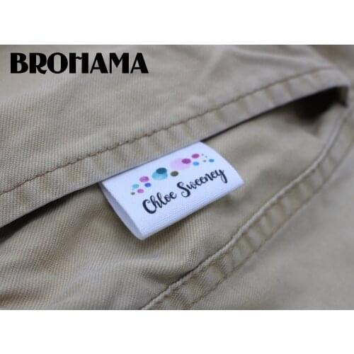 Custom folding labels, custom logo, fabric labels, cotton, high quality printing (MD076)
