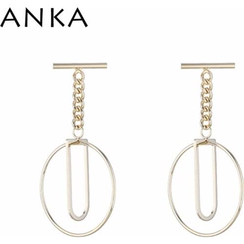 ANKA Brand Design Simple Gold Color Earrings Hot Fashion Popular Luxury Drop Earrings For Women #142315