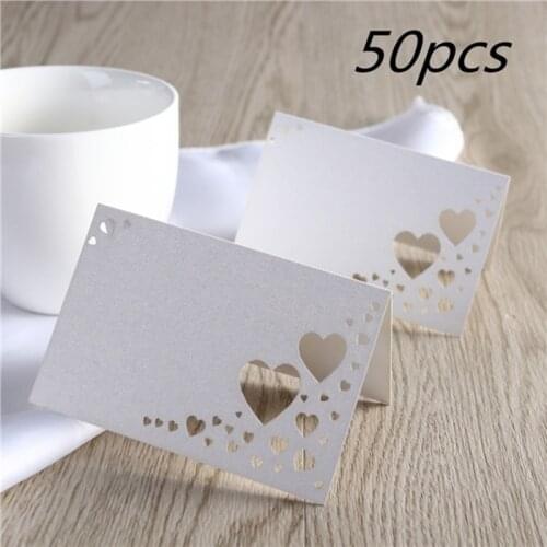 50pcs Heart Place Seating Card Table Name Placecard Holder Stand Decoration Wedding Mariage Invite Cards Birthday Party Favors
