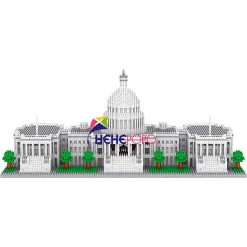 No.8045 World Architecture USA The White House 3D Model DIY Mini Diamond Blocks Bricks Building Toy for Children no Box