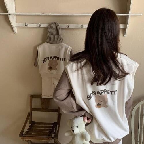 8796 Korean Family Matching Clothes Parent-child Vest Autumn Winter 2021 Mom And Me Clothes Knitted Vest Boys Girl Waistcoat