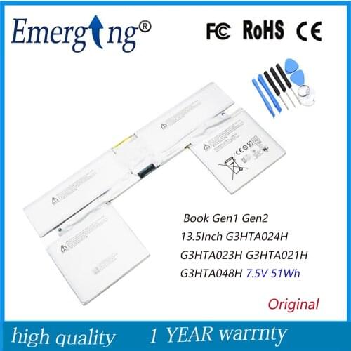 7.5V 51Wh New Original Battery G3HTA023H G3HTA024H for Microsoft Surface Book Gen1 Gen2 G3HTA021H G3HTA048H 13.5Inch with tools