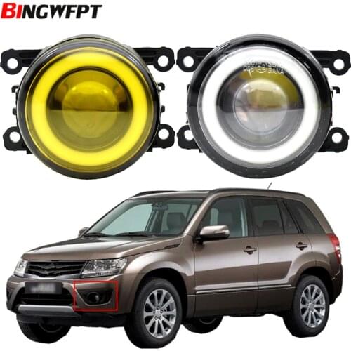 For Suzuki Grand Vitara 2 / II JT 2005-2015 Car LED Bulb H11 Fog Light + Angel Eye DRL Daytime Running Light 12V