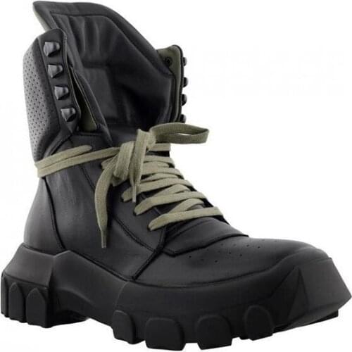Winter Men Lace Up Military Tactical Lace Up Ankle Boots Med Heels Platform Work Safety Shoes Army Genuine Leather Boots Homme