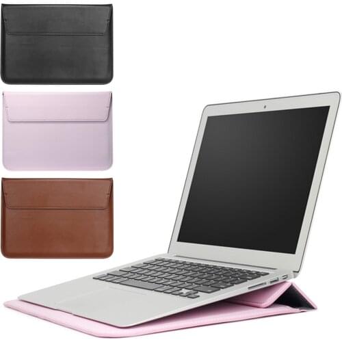 Elisona PU Leather Laptop Sleeve Notebook Carrying Case Cover Bag w/Stand Function for Apple MacBook Air Pro 11 12 13 15 Inches