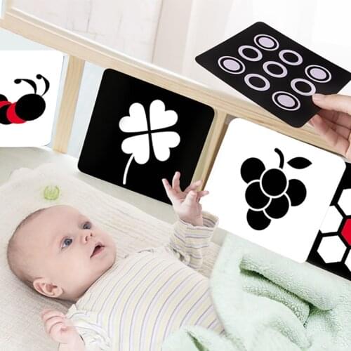 Kawaii Black White Color Cards Early Educational Baby Visual Training Cardboard Animal Graphic Flashcards for Children Cognition