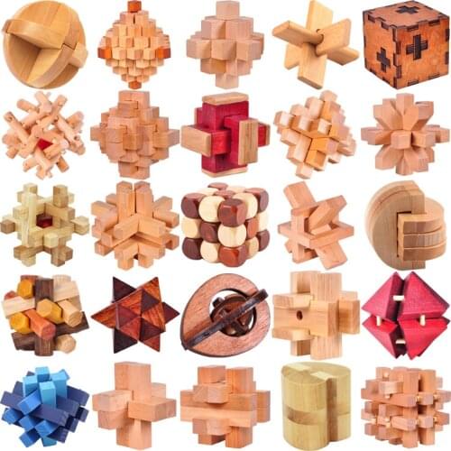 Classic Wooden Puzzle Mind Brain Teasers Burr Interlocking Puzzles Game Toys for Adults Children