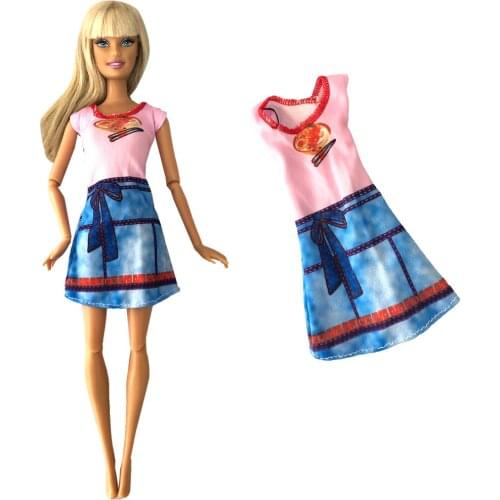 NK One Pcs Doll Colorblock Clothes Handmade Party Fashion Dress Casual Dress Suit Suitable For Barbie Doll Child Gift 279A 6X