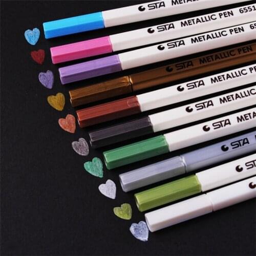 Metallic Marker Pens Highlighters Waterproof Permanent Pens For Black White Paperboard Kraft Paper Photo Albums Diy Decorations