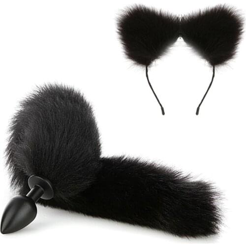 Fox Tail Bow Metal Butt Anal Plug Erotic Accessories Cute Soft Cat Ears Headbands Adult Sex Toys Cosplay With Collar