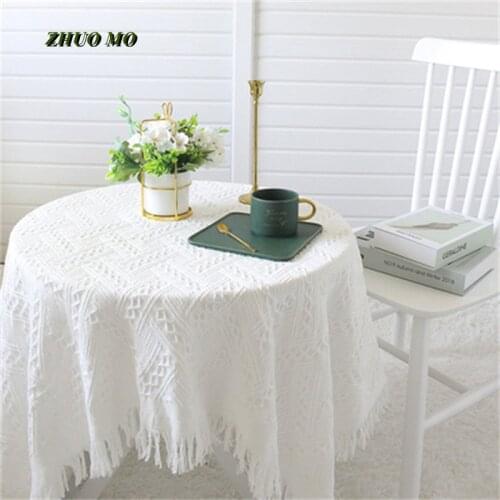 Fashion Lace White Table Cloth For Coffee Table Cloth Soft Nordic Party Comfortable Retro knitted Table Cover Home Decoration