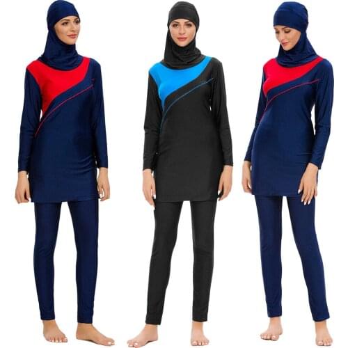 Muslim Women Swimsuit Full Cover Burkini Modest Bikini Islamic Swimwear Hijab Top Pants Bathing Suit Swimming Costumes Beachwear