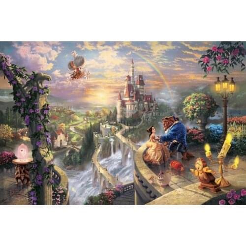 64-43-40.9-Needlework Craft Full Embroidery DIY French DMC Counted Cross Stitch Kit 14 ct Oil painting Beauty and the Beast