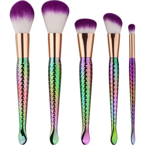 GUJHUI 5Pcs Makeup Brushes Set Eye Shadow Eyebrow Eyeliner Blush Loose Foundation Powder Professional Lip Women Cosmetic Tools