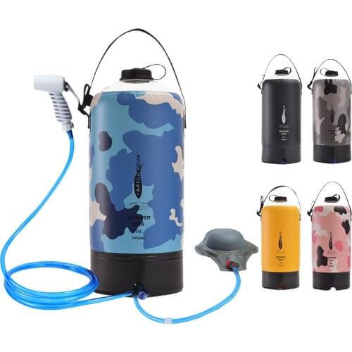 10L PVC Outdoor Inflatable Shower Pressure Water Bag Lightweight Bathing Travel Water Storage Portable Camping Shower Water Bag