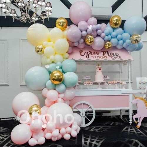 Ohoho Rainbow Macaron Pastel Balloon Garland Arch Set Unicorn Kids Birthday Party Decor Baby Shower Marriage Wedding Balon Decor