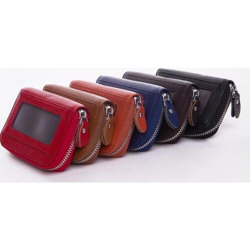 The First Layer of Leather Card Holder Zipper Card Holder Credit Card Holder Multi-card Slot Bank Card Holder Coin Bag