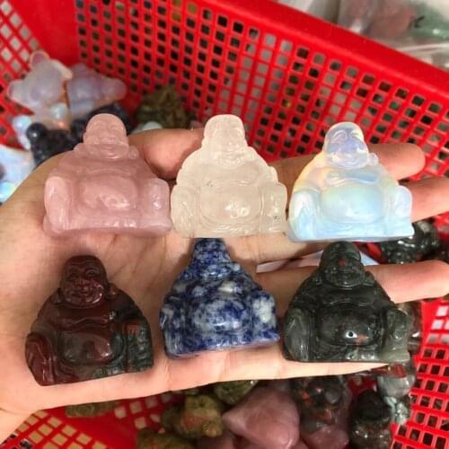 Natural quartz crystals carved Maitreya minerales gemstones healing reiki home decoration Buddha