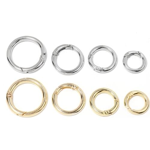 SAUVOO 5-10pcs Spring O Rings Buckles Clips Carabiner Spring Snap Clip Round Push Trigger Snap Hooks Carabiner Bag Accessories