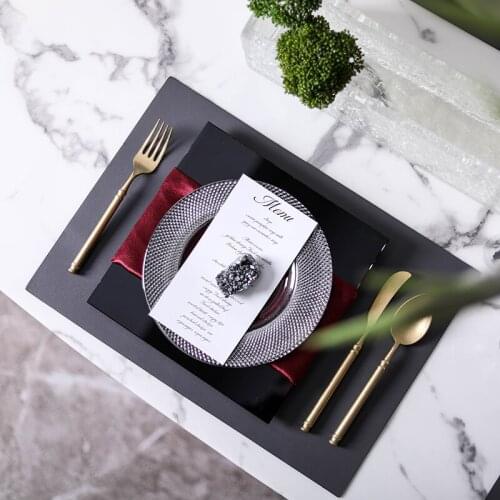 Silver Glass Dishes Plates Sets Black Squear Crystal Tray Dinner Round Plate Set Cake Tray Western Steak Kitchen Tableware Hotel