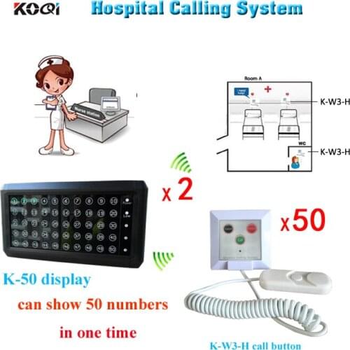 Nurse Call System 2 Receiver Display And 50pcs Push Button Call From Cord Free Shipping