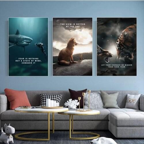 Modern Office Inspirational Canvas Painting Creativity Animal Art Poster Print Wall Art Pictures Nordic Bedroom Home Decoration
