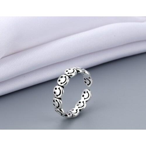 Punk Vintage Smile Face Rings For Women Boho Female Charms Jewelry Men Antique Knuckle Ring Fashion Party Gift