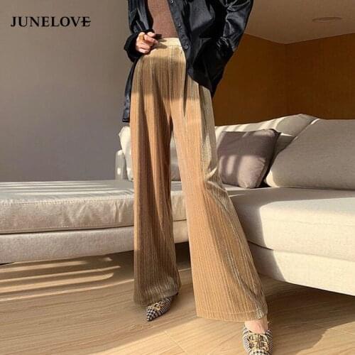 Bella Philosophy Women Spring Velvet Loose Long Pants Vintage Elastic Waist Female Wide Leg Pants Casual Lady Plus Size Bottoms