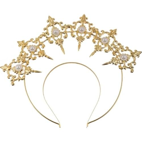 LXAD Womens Gothic Lolita KC Gothic Halo Sun Godmothers Hairhoop Virgin Mary Goddess Headpiece Bride Hair Accessories