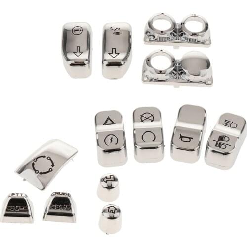 13pcs Chrome Motorcycle Handlebar Switch Caps For Harley 2014-2017