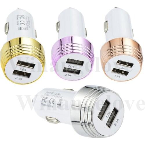 200PCS/LOT colorful Universal 2.1A+1A Dual 2 Port USB Car Charger For iPhone X 8 7 For Samsung Galaxy S8 s9
