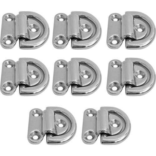 8x Marine 316 Stainless Steel Folding Deck Pad Eye/Lashing Ring 9mm