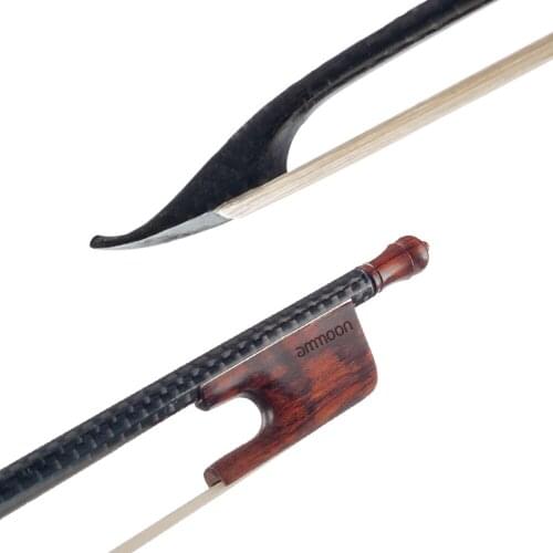 Ammoon 4/4 Violin Fiddle Bow Baroque Style Carbon Fiber Veneer Round Stick Ebony White Horsehair Well Balanced Durable Bow