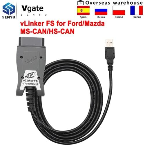 Vgate vLinker FS For Ford FORScan ELM327 HS/MS-CAN OBD 2 OBD2 Car Diagnostic ELM 327 Scanner Interface Tools OBDII For Mazda