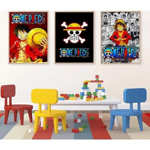 One Piece Cartoon Anime Poster Wall Art Decoration Luffy Canvas Printings Home Decor Painting Childrens Room Hang Painting Gift