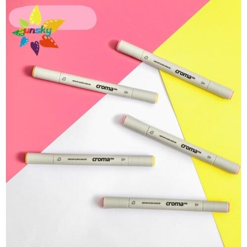 Croma X3 12/24/36/216color Marker pen Alcohol oil Soft head double head student art design painting Blue Red series art supplies