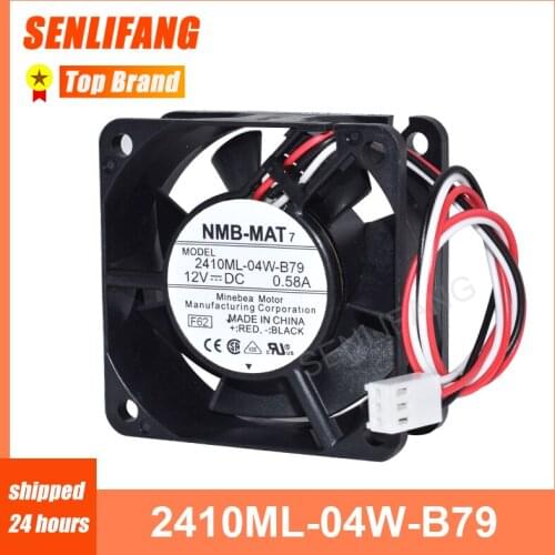 For 2410ML-04W-B79 6025 6CM 12V 0.58A three wire speed dual- ball bearing fan 60*60*24mm