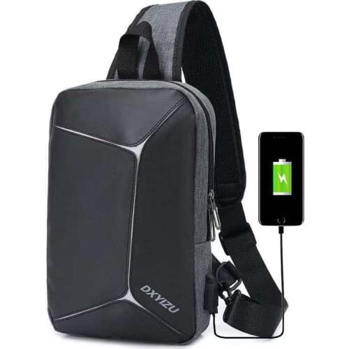 Mens Single Shoulder Bag USB Business Chest Package Short Trips Single Shoulder Bag Guard Against Theft Waterproof Chest Packag