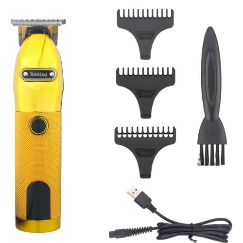 Electric Hair Trimmer Electroplateed Surface USB Charing Hair Trimmer LED Display Battery Golden T Hair Clippers