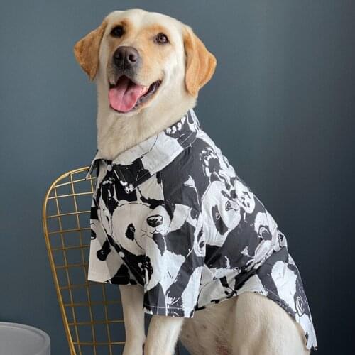 Hawaiian Big Dog Shirt Summer Camping Beach Pet Print T-shirt Cool and Breathable Polo Sweatshirt Boys Girls Pet Clothing Casual