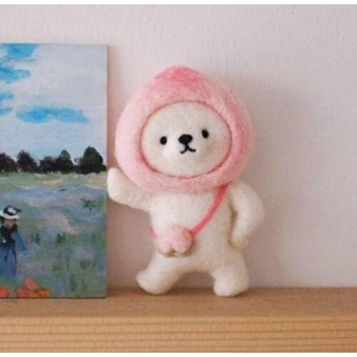 Non Finished Felt Kit Cartoon Cute Naughty Snow Damon Bear Wool Felting Toy Doll Wool Felt Poked Kitting DIY Package Handmade