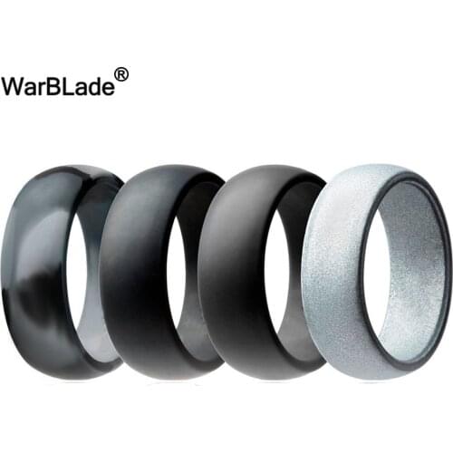 4pcs/set 8mm 6-12 Size Food Grade FDA Silicone Finger Ring Hypoallergenic Crossfit Flexible Silicone Rings For Men Women Wedding