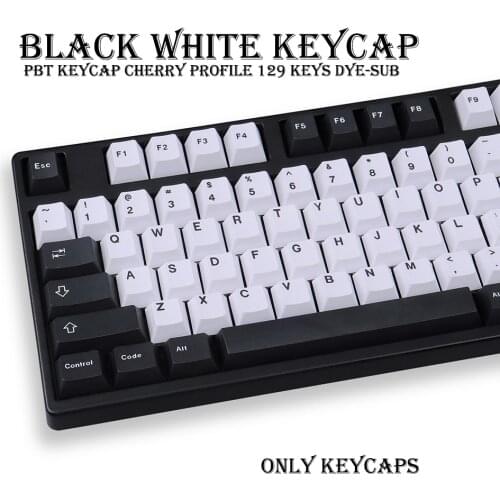 129 Keys DYE-SUB Cherry Profile PBT Keycap Personalized BLACK WHITE KeyCaps For Cherry MX Switch Mechanical Keyboard