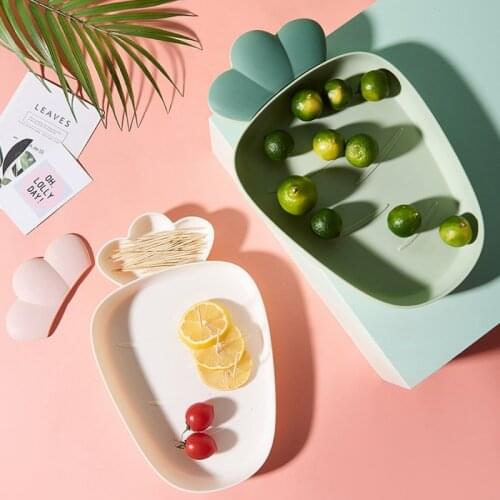 Kitchen Fruit Dessert Tray Plastic Cute Radish Shape Tray Creative Snack Tray Melon Seed Box Kitchen Grocery Storage Supplies