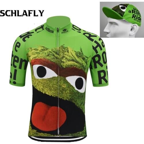 Men Retro Cycling Jersey Short Sleeves CLASSIC Green Jersey maillot Ciclismo Schlafly Cycling Caps