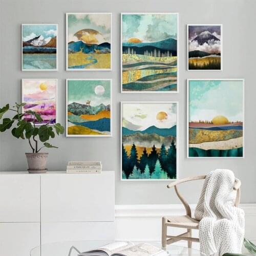 Nordic Sunrise Sunset Canvas Painting Landscape Posters and Prints Wall Art Picture for Living BedRoom Home Decoration Cuadros