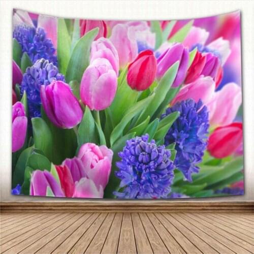 New Arrival Tulips Flower Wall Hanging Tapestry Home Party Decorative Tapestries Photo Background Cloth Table Cloth Tapestry