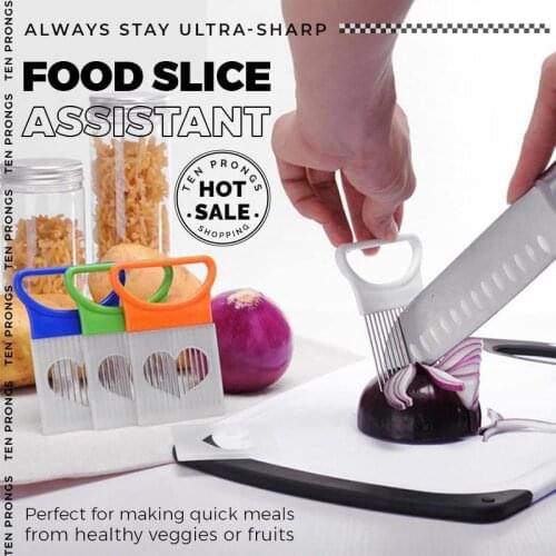 Food Slice Assistant Onion Needle Onion Chopper Vegetables Fruit Slicer Tomato Cutter Safe Cutting Holder Aids Supplies Tools
