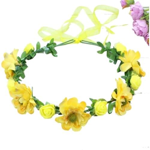 Bohemian Handmade Rose Flower Crown Headband Wedding Festival Beach Hair Wreath Sweety Girls Holiday Garland Headpiece