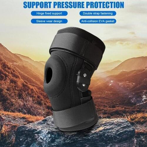Adjustable Hinged Knee Patella Support Brace Sleeve Wrap Cap Stabilizer Sports Running Gym Wrap Hinges Foot Pads Brace Wraps